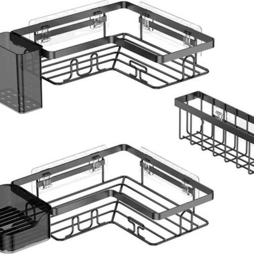 P-87213234648750-20260405174019.webp Unyqoos® Vijfdelige badkamerrekset met hoekplanken en zelfklevende montage