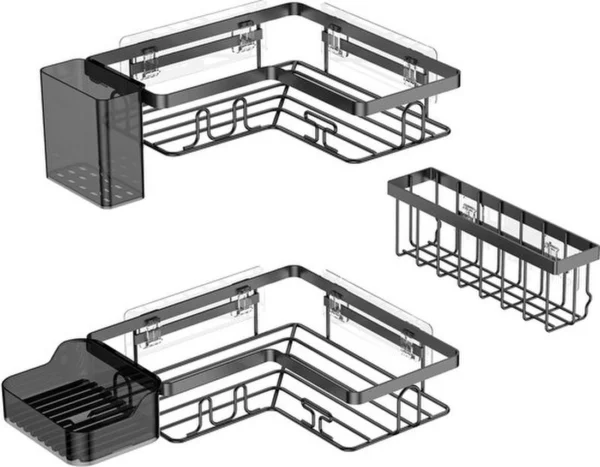 P-87213234648750-20260405174019.webp Unyqoos® Vijfdelige badkamerrekset met hoekplanken en zelfklevende montage