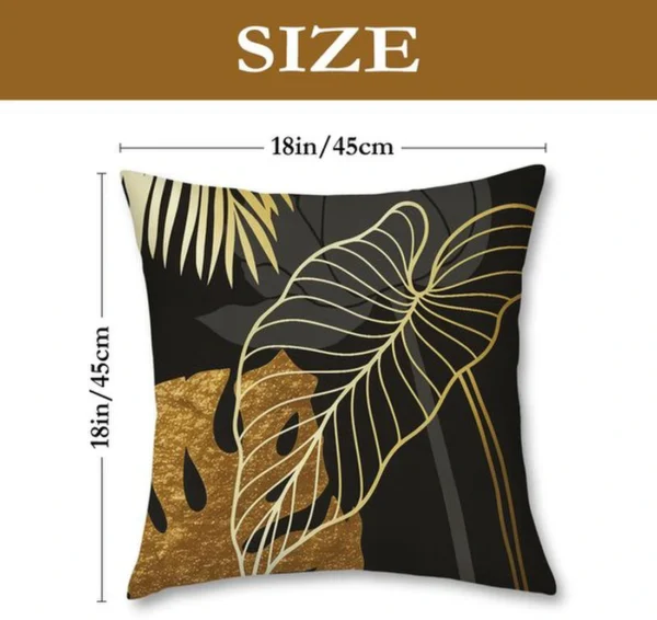 Unyqoos® Set van 4 decoratieve linnen kussenslopen met goudkleurig bloemenpatroon