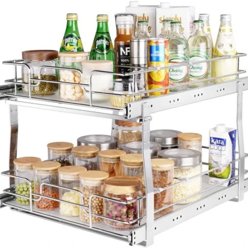 P-87213234698250-20260406100216.webp Unyqoos® Uittrekbare kastorganizer met 2 niveaus voor efficiënte opbergruimte in de keuken
