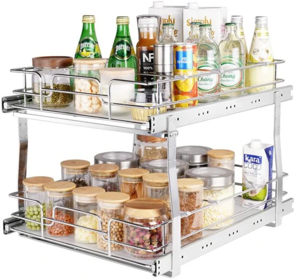 P-87213234698250-20260406100216.webp Unyqoos® Uittrekbare kastorganizer met 2 niveaus voor efficiënte opbergruimte in de keuken