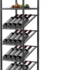 Unyqoos® Vrijstaand metalen wijnrek voor 16 flessen met glazenhouders en schappen