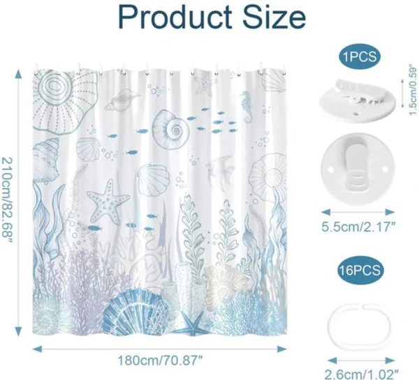 Unyqoos® Decoratief douchegordijn met onderwatermotief en schimmelwerende eigenschappen
