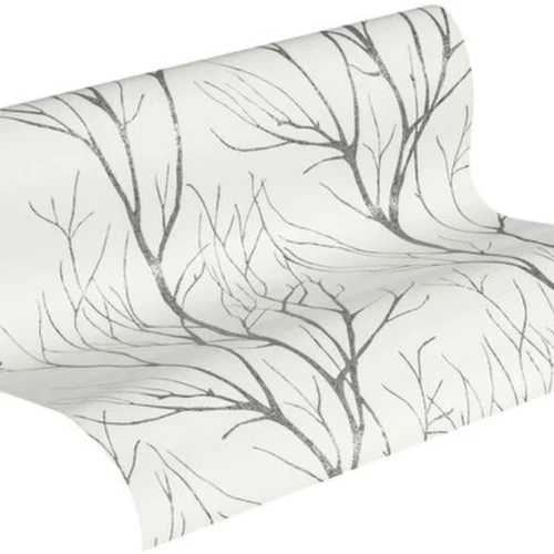 Unyqoos® Hoogwaardig vliesbehang met glanzend boommotief en metallic uitstraling