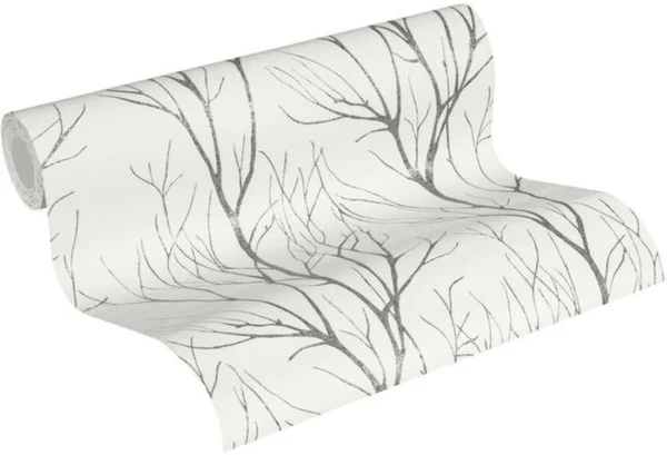 Unyqoos® Hoogwaardig vliesbehang met glanzend boommotief en metallic uitstraling