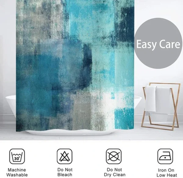 Unyqoos® Stijlvol Modern Douchegordijn in Turquoise met Abstract Kunstwerk voor de Badkamer