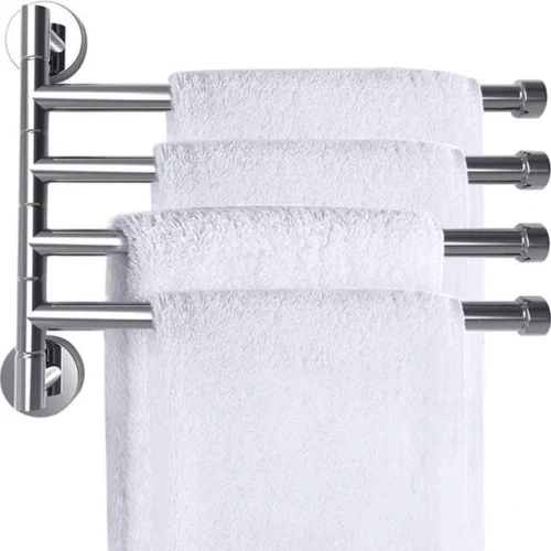 Unyqoos® Draaibare handdoekhouder met vier inklapbare armen voor ruimtebesparing in de badkamer