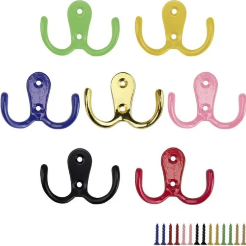 P-87213234796260-20260406120751.webp Unyqoos® Set van 7 kleurrijke garderobehaken met dubbele haken voor veelzijdig gebruik