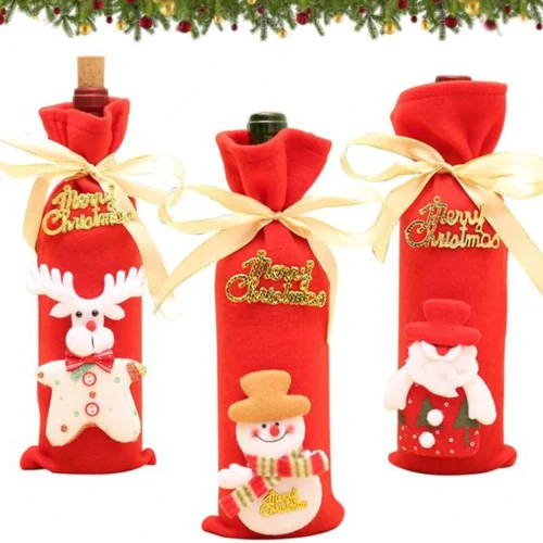 P-87213234838210-20260406093448.webp Unyqoos® Set van drie herbruikbare kerstflessenzakken voor feestelijke tafeldecoratie