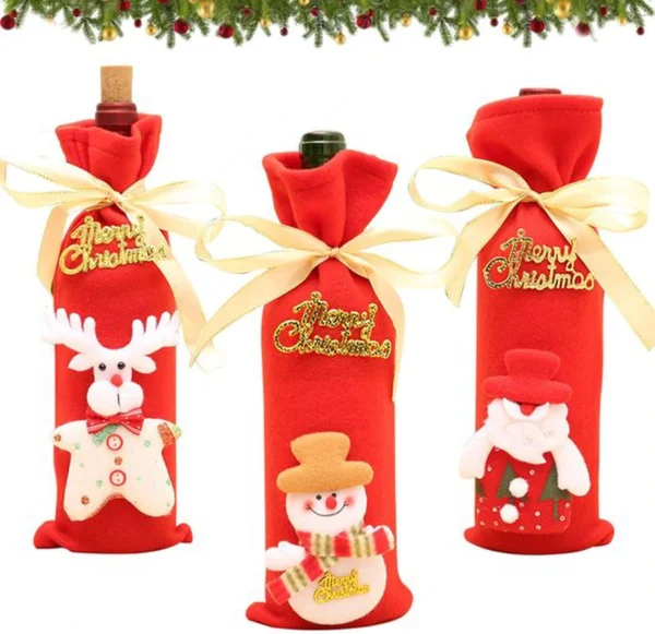P-87213234838210-20260406093448.webp Unyqoos® Set van drie herbruikbare kerstflessenzakken voor feestelijke tafeldecoratie