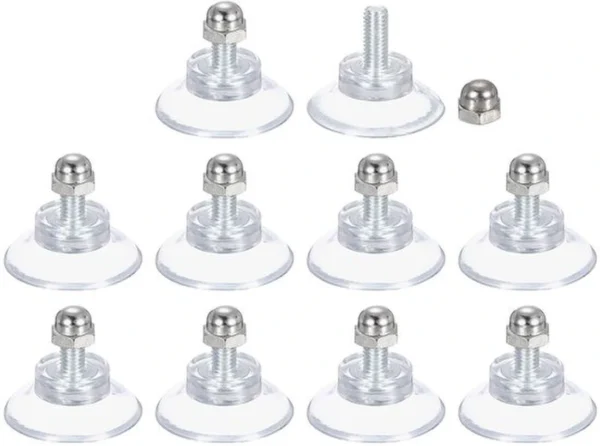 P-87213234861740-20260406121220.webp Unyqoos® Set van 10 Transparante Zuignappen met Schroef voor Diverse Gladde Oppervlakken