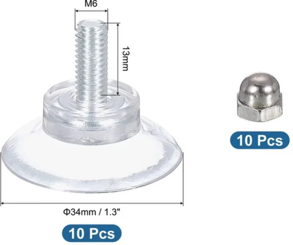P-87213234861748-20260406121241.webp Unyqoos® Set van 10 Transparante Zuignappen met Schroef voor Diverse Gladde Oppervlakken