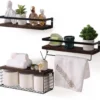 P-87213234870340-20260406081814.webp Unyqoos® Set van 3 Stijlvolle Zwevende Wandrekken met Handdoekhouder en Draadmand voor Meerdere Ruimtes