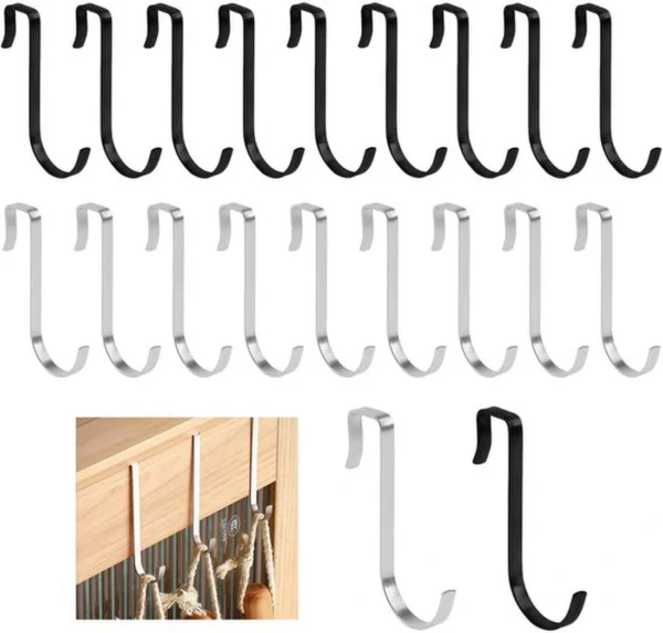 P-87213234883070-20260406121304.webp Unyqoos® Set van 20 veelzijdige deurhaken voor handdoeken en meer in zwart en zilver