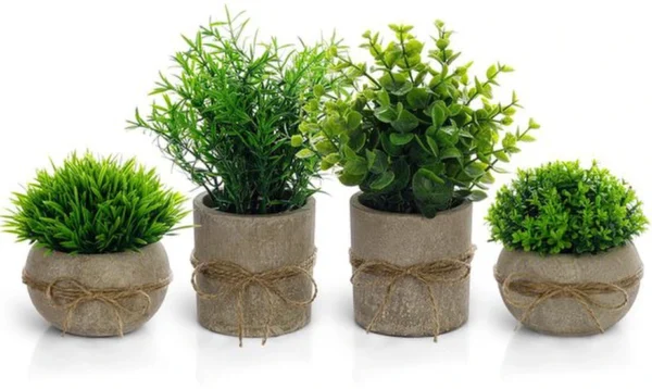 P-87213234887340-20260405141958.webp Unyqoos® Set van vier realistische kunstplanten in pot voor stijlvolle binnenhuisdecoratie