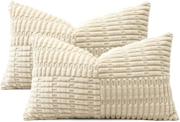 P-87213234906215-20260406111853.webp Unyqoos® Set van 2 decoratieve corduroy kussenslopen met boho gestreept patroon