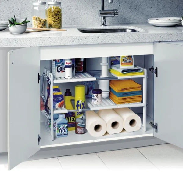 P-87213234908502-20260406094508.webp Unyqoos® Verstelbaar opbergsysteem voor keuken en badkamer met afneembare planken
