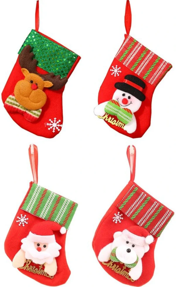 P-87213234920070-20260406093737.webp Unyqoos® Set van 4 decoratieve mini-kerstkousen met feestelijke ontwerpen voor kerstversiering