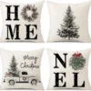 Unyqoos® Set van 4 decoratieve kussenhoezen met kerstmotief voor huisdecoratie