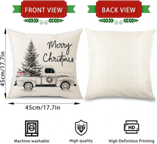 Unyqoos® Set van 4 decoratieve kussenhoezen met kerstmotief voor huisdecoratie