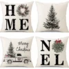 Unyqoos® Set van 4 decoratieve kussenhoezen met kerstthema voor huisdecoratie