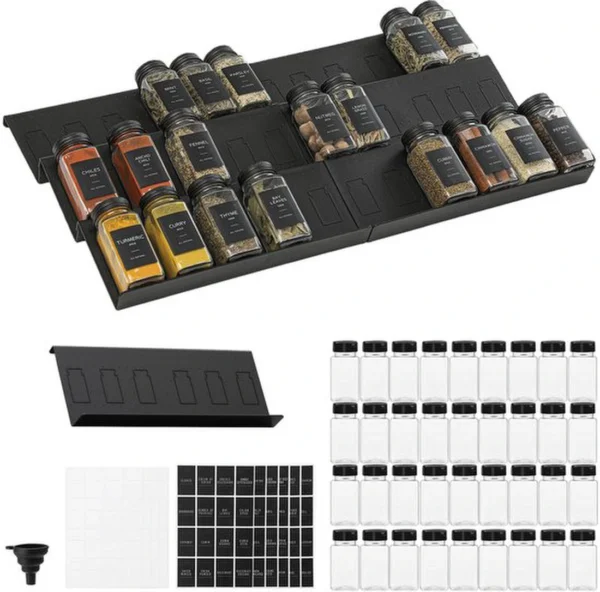 P-87213234962650-20260406101822.webp Unyqoos® Uittrekbare kruidenorganizer met 36 potjes voor optimale keukensysteem