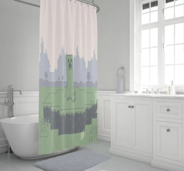 Unyqoos® Gaming Avontuur Douchegordijn voor Badkamerdecoratie met Videospel Thema, 178 x 182 cm