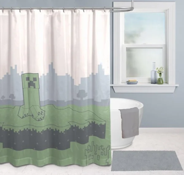 Unyqoos® Gaming Avontuur Douchegordijn voor Badkamerdecoratie met Videospel Thema, 178 x 182 cm