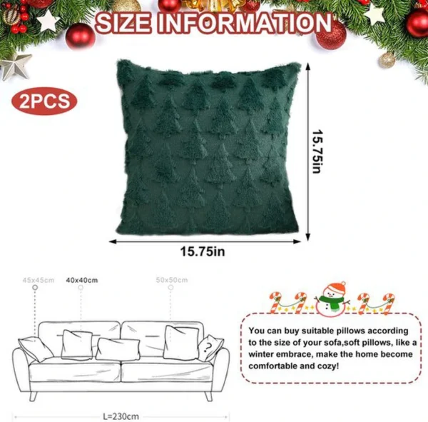 Unyqoos® Set van twee zachte fluwelen kussenslopen met kerstboom motief 40x40 cm