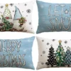 Unyqoos® Set van 4 Kerst Kussenhoezen met Decoratieve Prints voor Huis en Bank