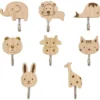 Unyqoos® Set van 8 zelfklevende dierenhaken voor kinderkamer en badkamer decoratie