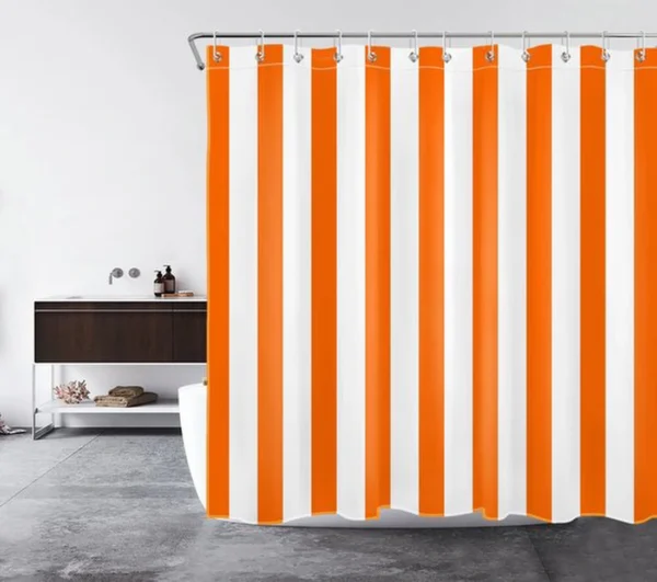 Unyqoos® Oranje en Wit Gestreept Waterdicht Douchegordijn voor Badkamerdecor