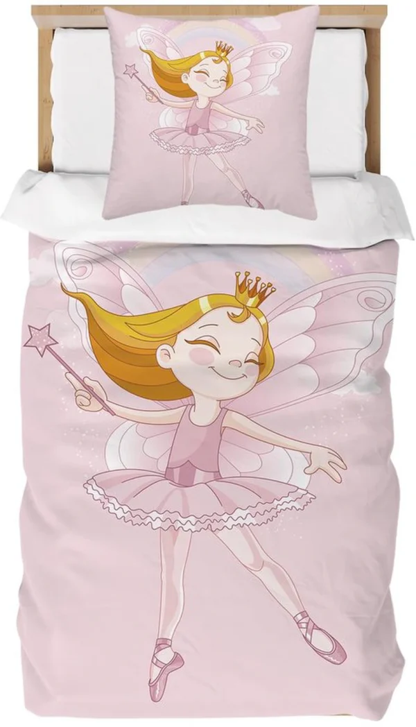 Unyqoos® Beddengoed Set voor Meisjes met Sprookjesachtig Ontwerp, Microvezel, Roze, 135 x 200 cm, met Kussensloop