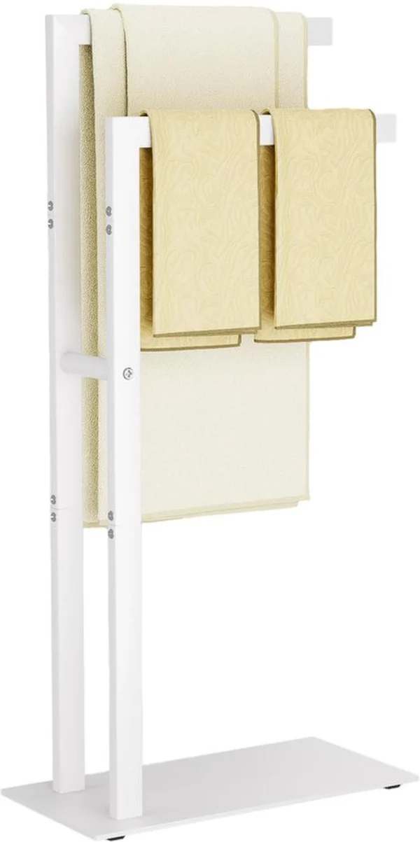 Unyqoos® Vrijstaand handdoekenrek met dubbele stang en stabiele voet voor badkamer