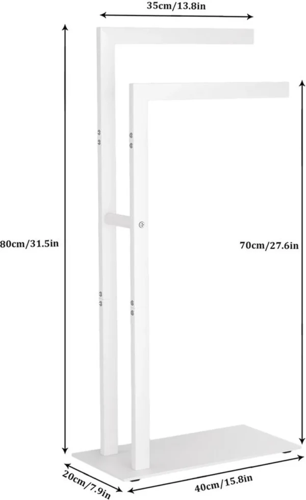 Unyqoos® Vrijstaand handdoekenrek met dubbele stang en stabiele voet voor badkamer