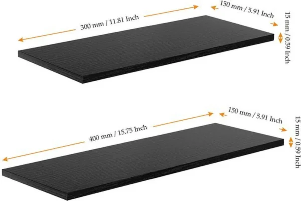 P-87213235140371-20260406081944.webp Unyqoos® Set van 6 zwarte houten zwevende wandplanken voor diverse ruimtes