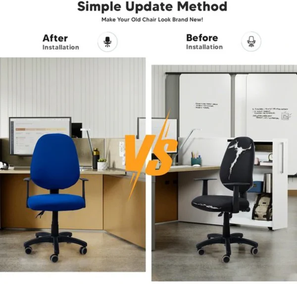 Unyqoos® Universele stretch bureaustoelhoezen voor comfort en bescherming in blauw