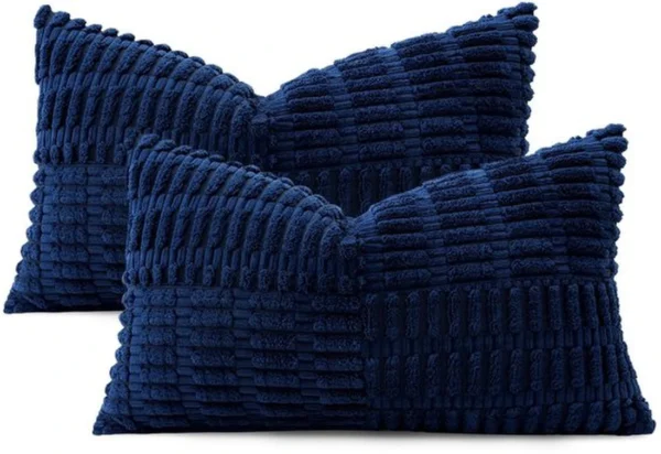 Unyqoos® Set van 2 zachte corduroy kussenslopen met gestreept patroon voor interieurdecoratie