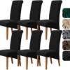 Unyqoos® Universele Fluwelen Stretch Stoelhoezen voor Eetkamerstoelen en Schommelstoelen, Set van 6