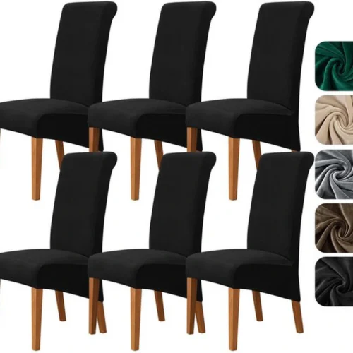 P-87213235158500-20260405182350.webp Unyqoos® Universele Fluwelen Stretch Stoelhoezen voor Eetkamerstoelen en Schommelstoelen, Set van 6