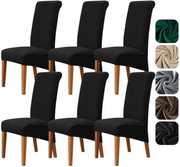 Unyqoos® Universele Fluwelen Stretch Stoelhoezen voor Eetkamerstoelen en Schommelstoelen, Set van 6