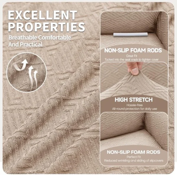 Unyqoos® Elastische bankhoes voor driezitsbank met antislip en huisdierbescherming