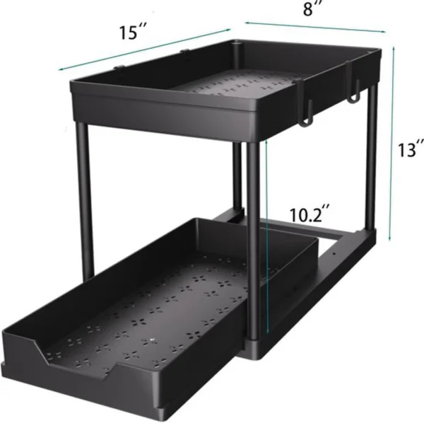 Unyqoos® Functionele Opbergoplossing voor Keuken en Badkamer met Uittrekbare Lade en Haken