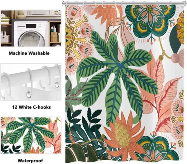 Unyqoos® Dekoratieve Bloemen Douchescherm 180x180 cm met Tropische Prints en Waterafstotend Polyester