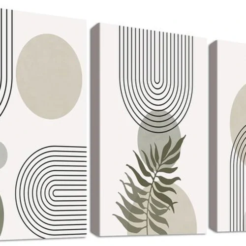 P-87213235234800-20260406123242.webp Unyqoos® Set van drie abstracte bohemien canvas schilderijen met lijst voor wanddecoratie 90 x 40 cm