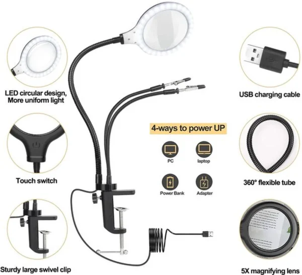 P-87213235237324-20260331100752.webp Unyqoos® Verlichte loeplamp met verstelbare armen en dimbare LED-verlichting voor precisiewerk