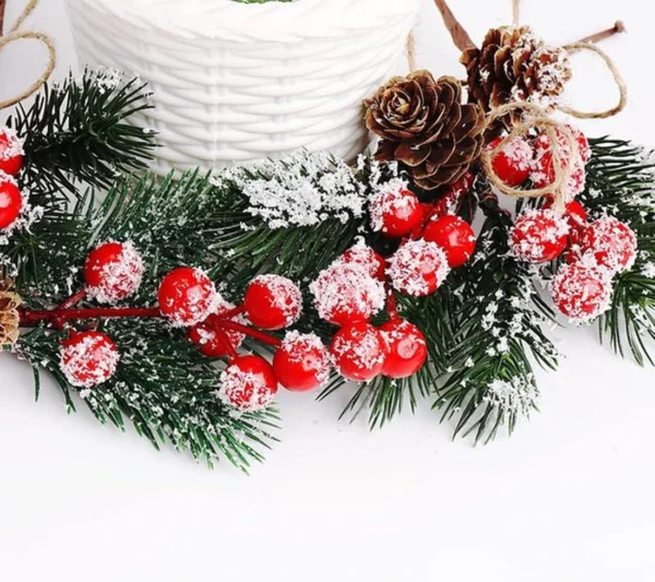 Unyqoos® Set van 10 kunstmatige rode bessen takken voor kerstdecoratie en DIY-projecten