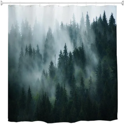 Unyqoos® Douchegordijn met Bosontwerp en 12 Haken voor Badkamer 180 x 180 cm