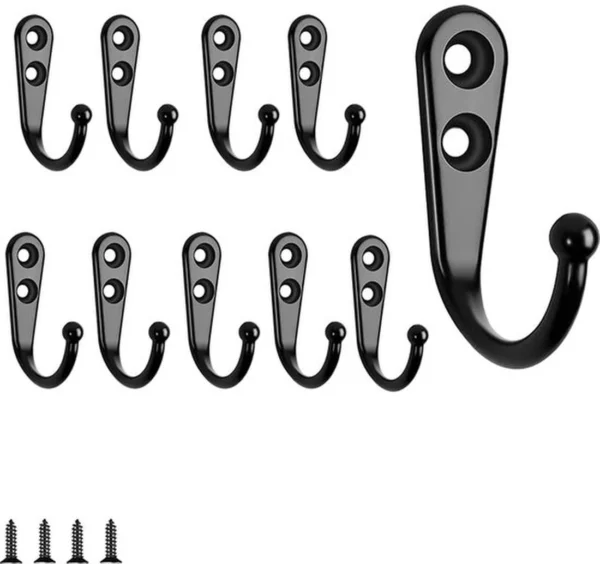 P-87213235255900-20260406115902.webp Unyqoos® Set van 10 multifunctionele retro wandhaken in zwarte vintage stijl