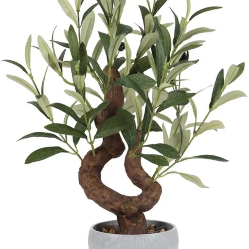 Unyqoos® Realistische kunstolijfboom in stenen pot voor stijlvolle interieurdecoratie
